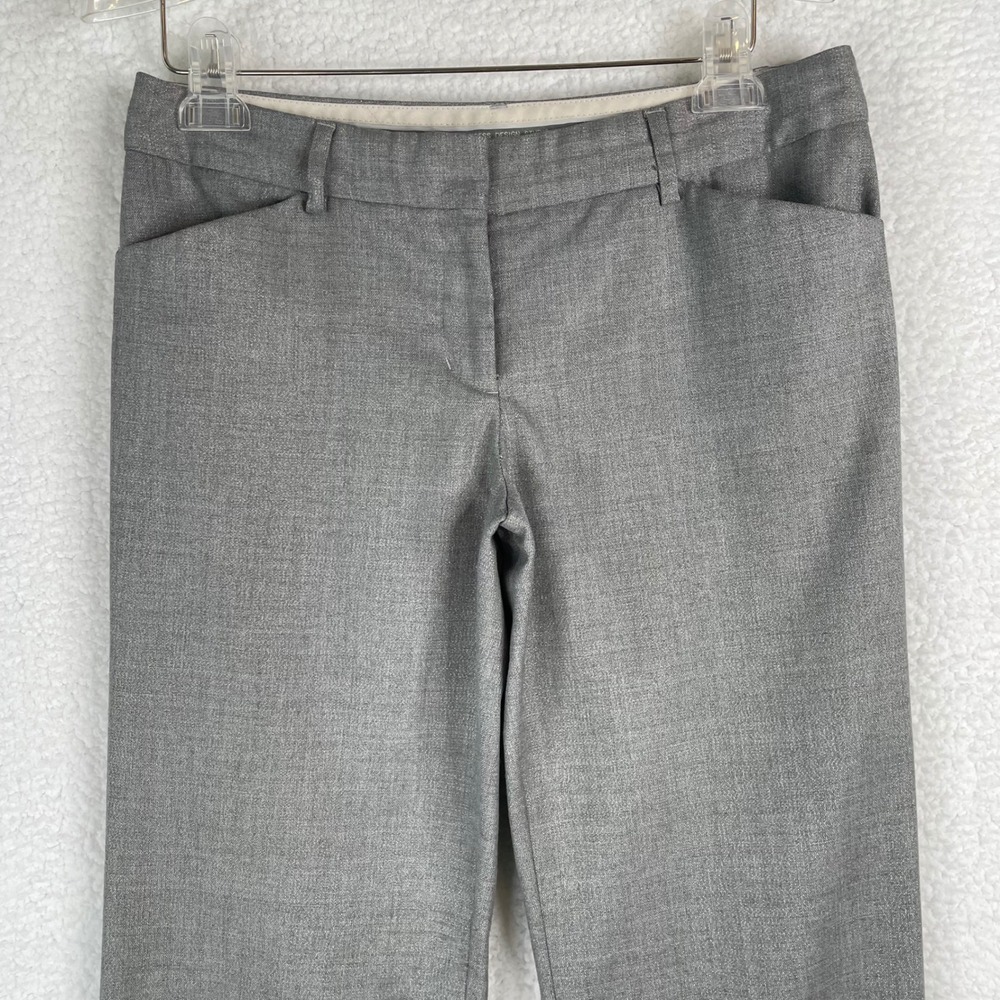 Express Design Studio Editor Silver Gray Metallic Flare Dress Pants Size 6